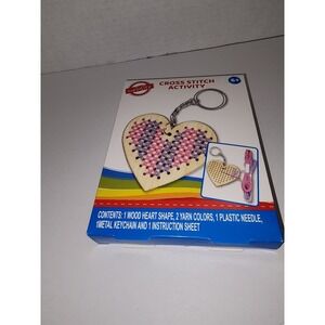 NEW‎ Wood Cross Stitch Heart Key chain Kit DIY A